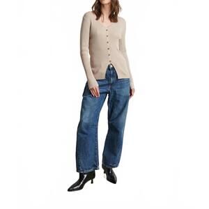 NEW LINE KNITWEAR rowe button down cardigan in cashew